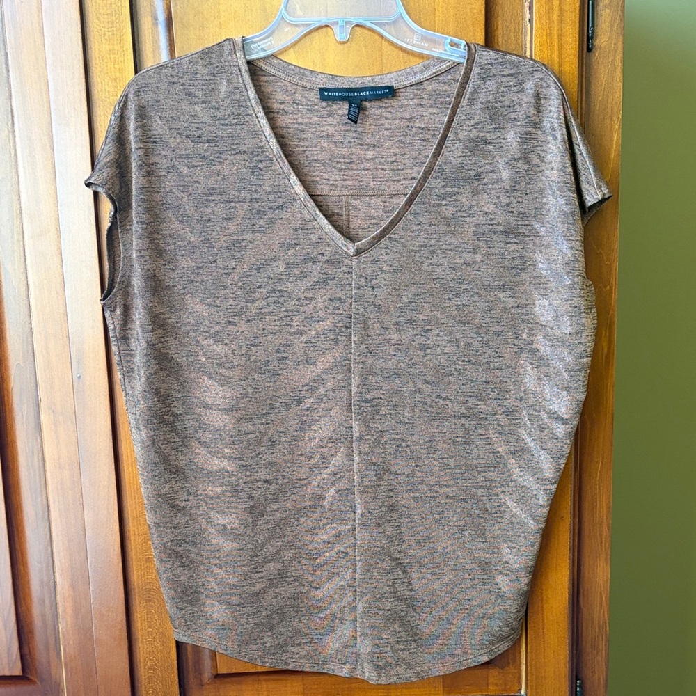 Brown White House Black Market Blouse